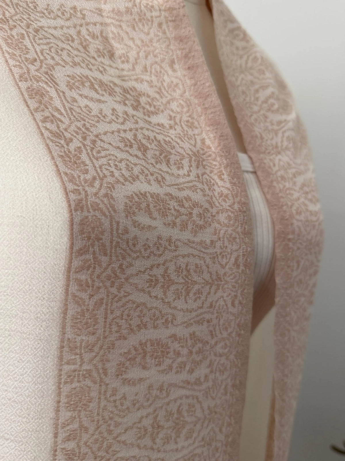 Cream Ivory Pashmina Shawl - Blush Sozni Embroidery