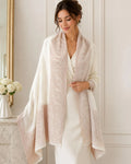 Cream Ivory Pashmina Shawl - Blush Sozni Embroidery