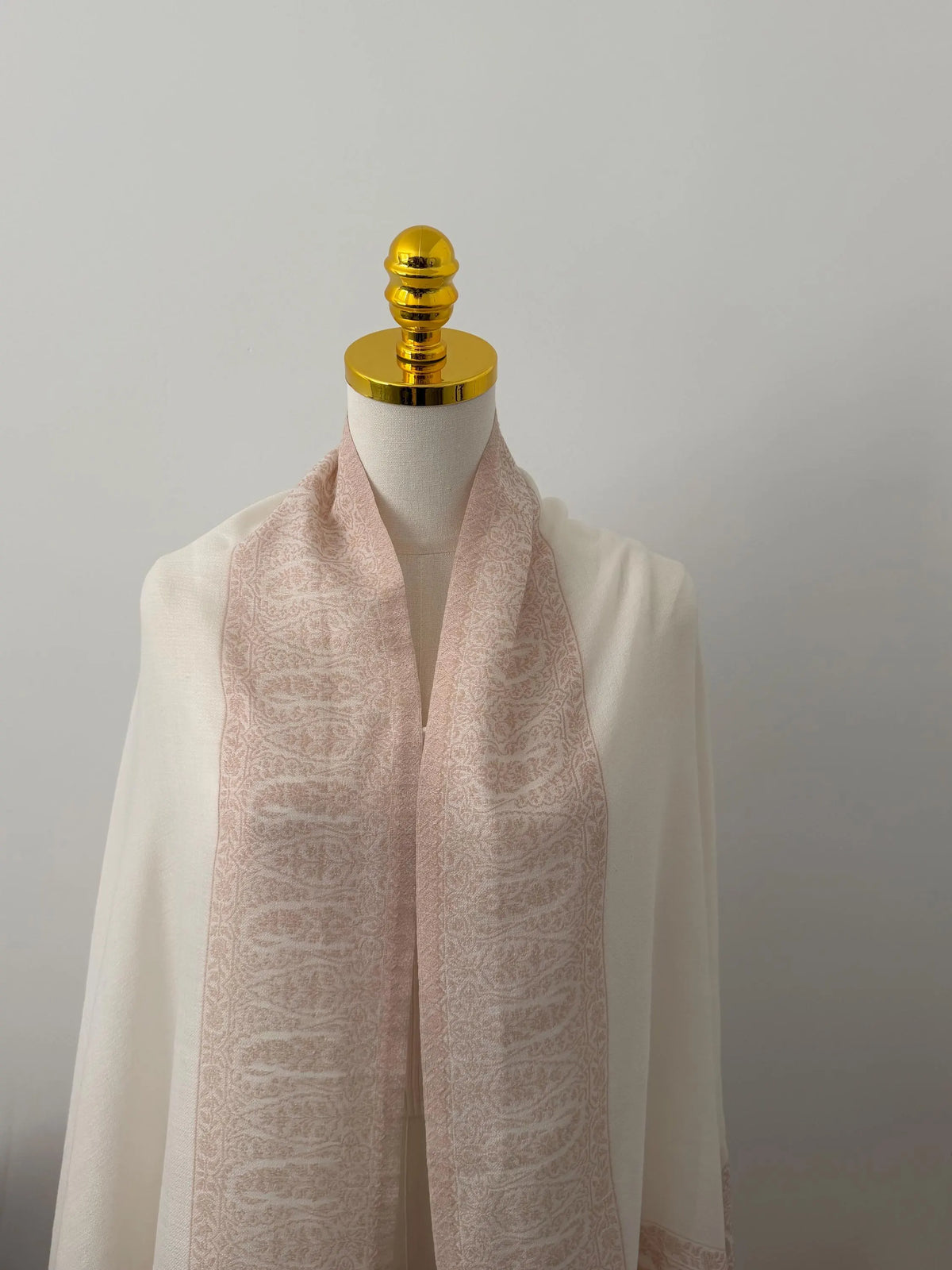 Cream Ivory Pashmina Shawl - Blush Sozni Embroidery