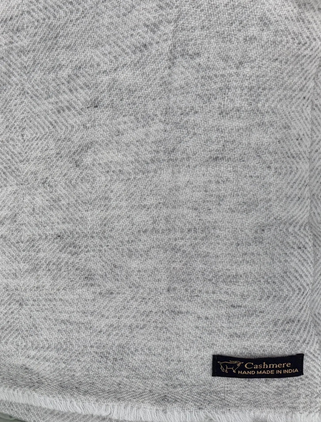 Light Gray Cashmere Throw Blanket | Handmade in Kashmir
