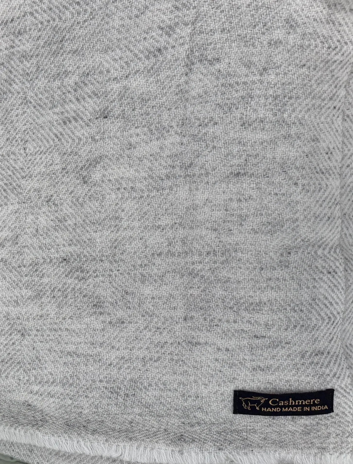 Light Gray Cashmere Throw Blanket | Handmade in Kashmir