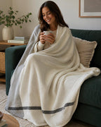 Ivory and grey cashmere throw blanket detail