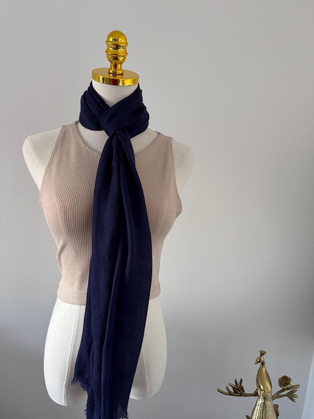 Authentic Pashmina Shawl, Navy Blue, Ultrasoft & Feather light, Handcrafted in Kashmir