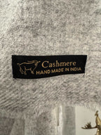 Unisex light gray handcrafted cashmere shawl from Kashmir with natural undyed wool and fine weaving