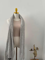 Light gray unisex cashmere shawl handcrafted in Kashmir, undyed and soft